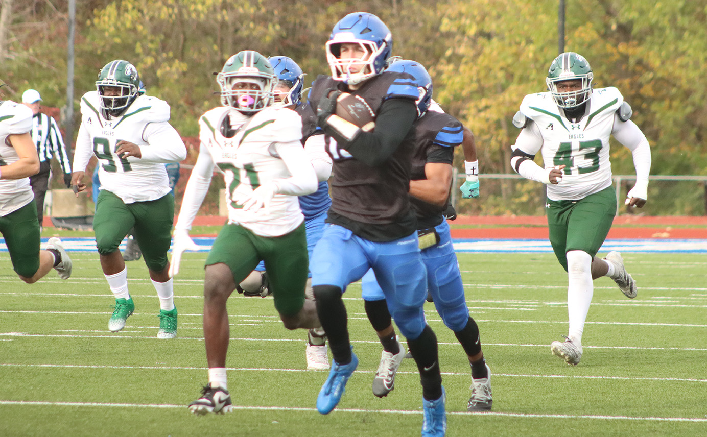 Thornton Accounts for Five Touchdowns; Defense Forces Five Turnovers as Football Rolls Past CMU