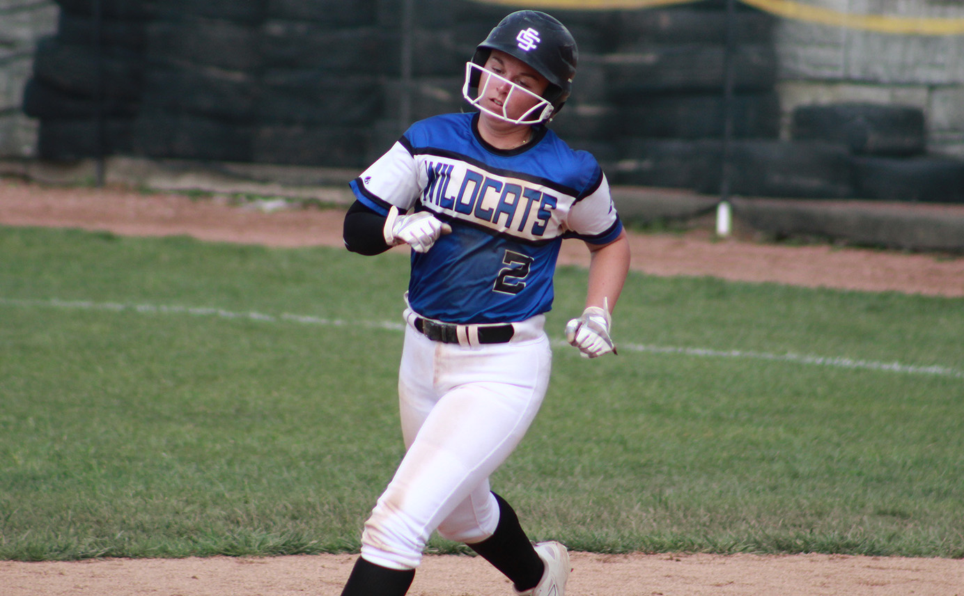 Cierra Bush trots around the bases after her two-run homer in game two.