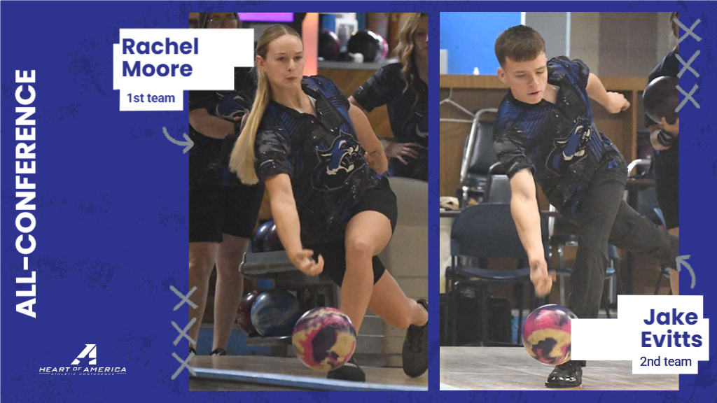 Moore, Evitts Named to Heart All-Conference Bowling Teams